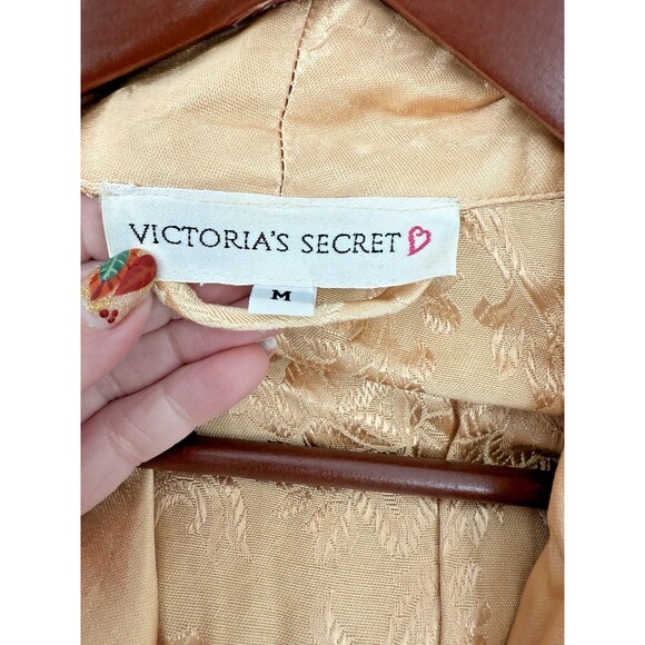 VINTAGE 90's Victoria Secret Gold Full Length Robe USA Made With Pockets MEDIUM - Picture 9 of 11